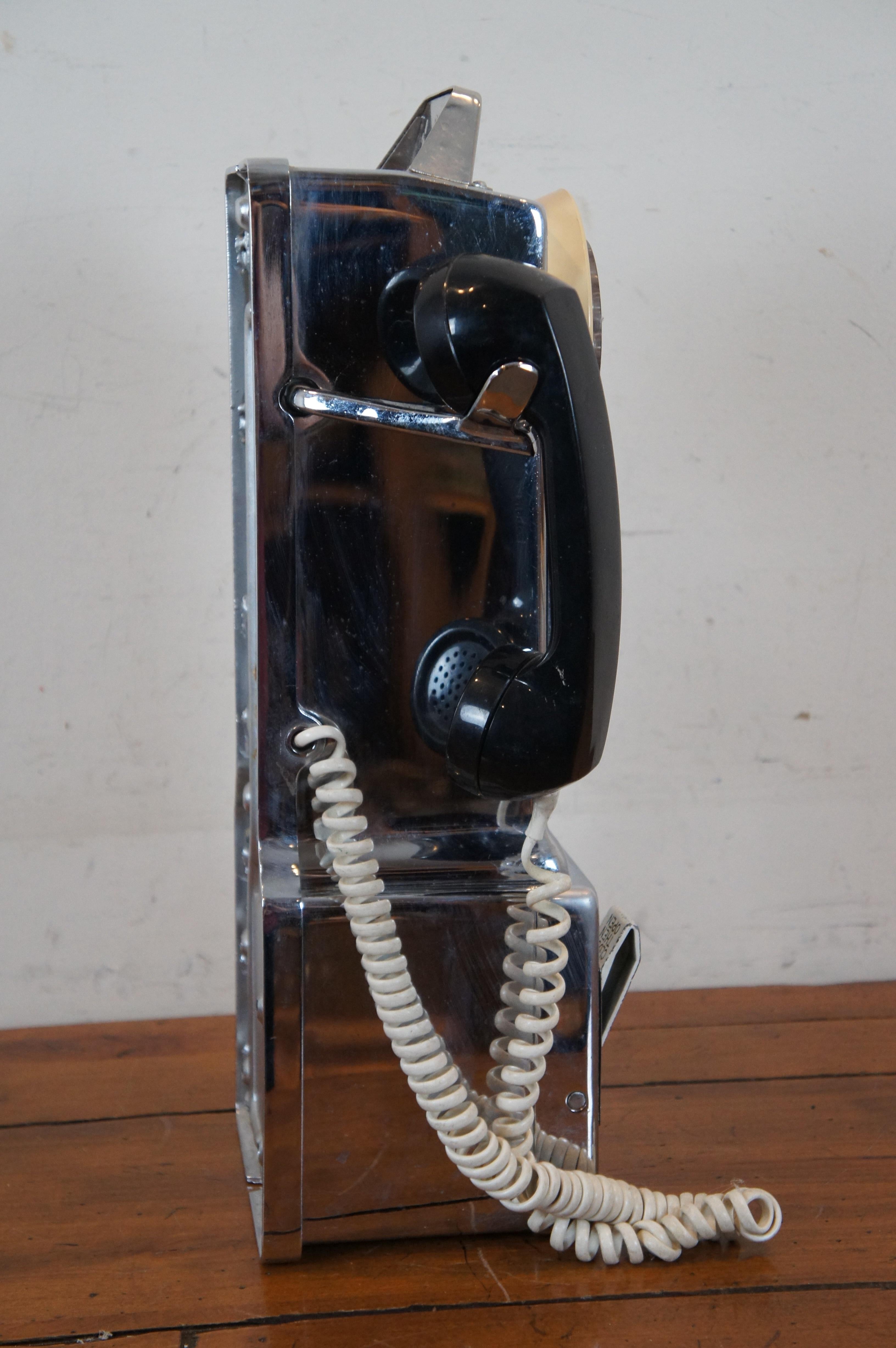 Mid-Century Modern 1950s Chrome Automatic Electric Rotary Pay Phone Telephone 3 Coin Slot