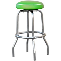 1950s Chrome Diner Stool with Lime Green Seat