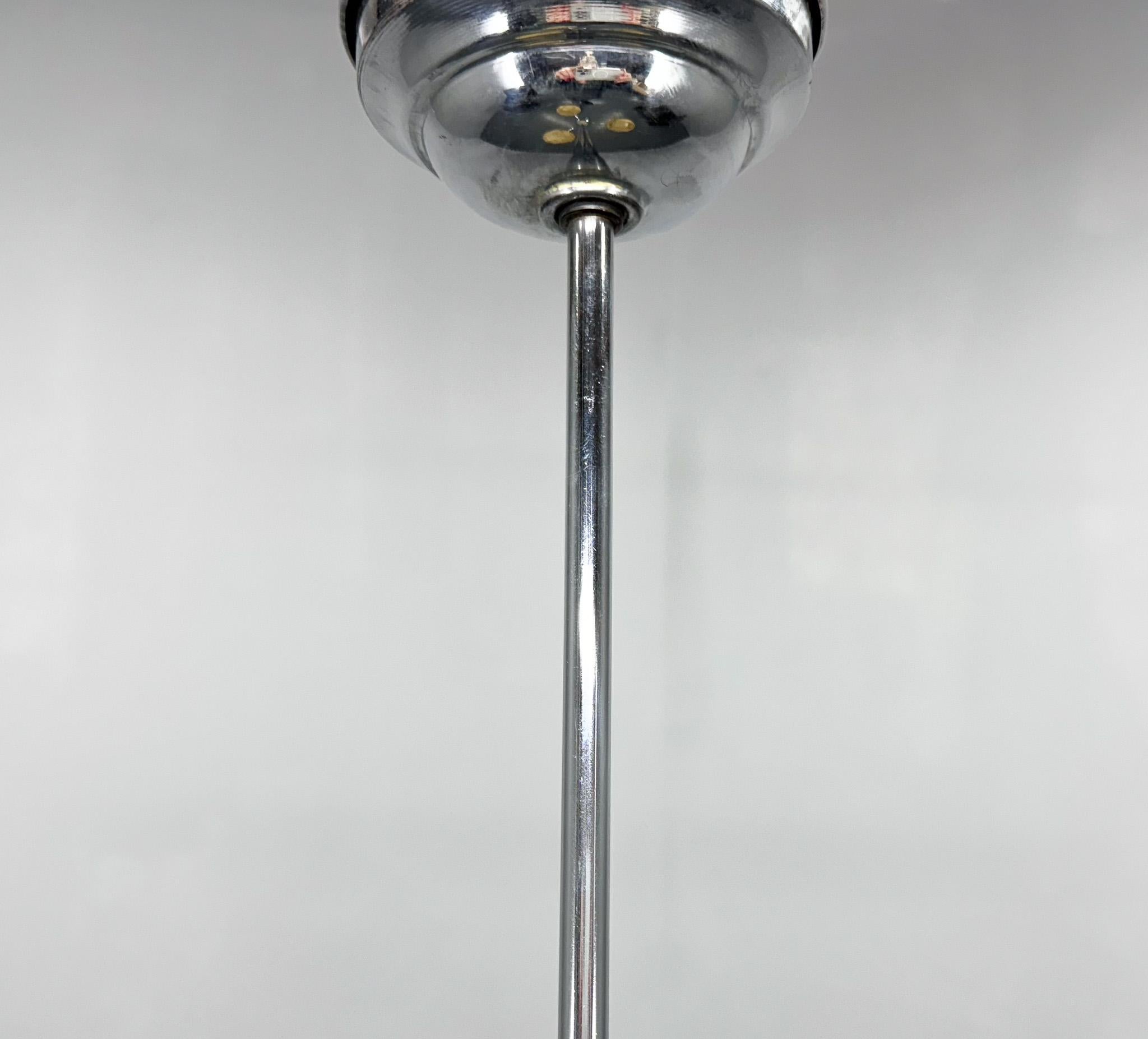 1950s Chrome & Frosted Glass Chandelier For Sale 5