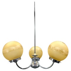 1950s Chrome & Frosted Glass Chandelier