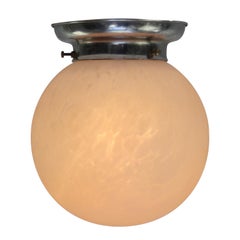 1950s Chrome Marble Glass Ceiling Lamps Flush Mounts