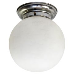 1950s Chrome Marble Glass Ceiling Lamps Flush Mounts