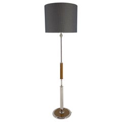 Lampada da terra in legno e cromo degli anni '50, Cecoslovacchia, restaurata