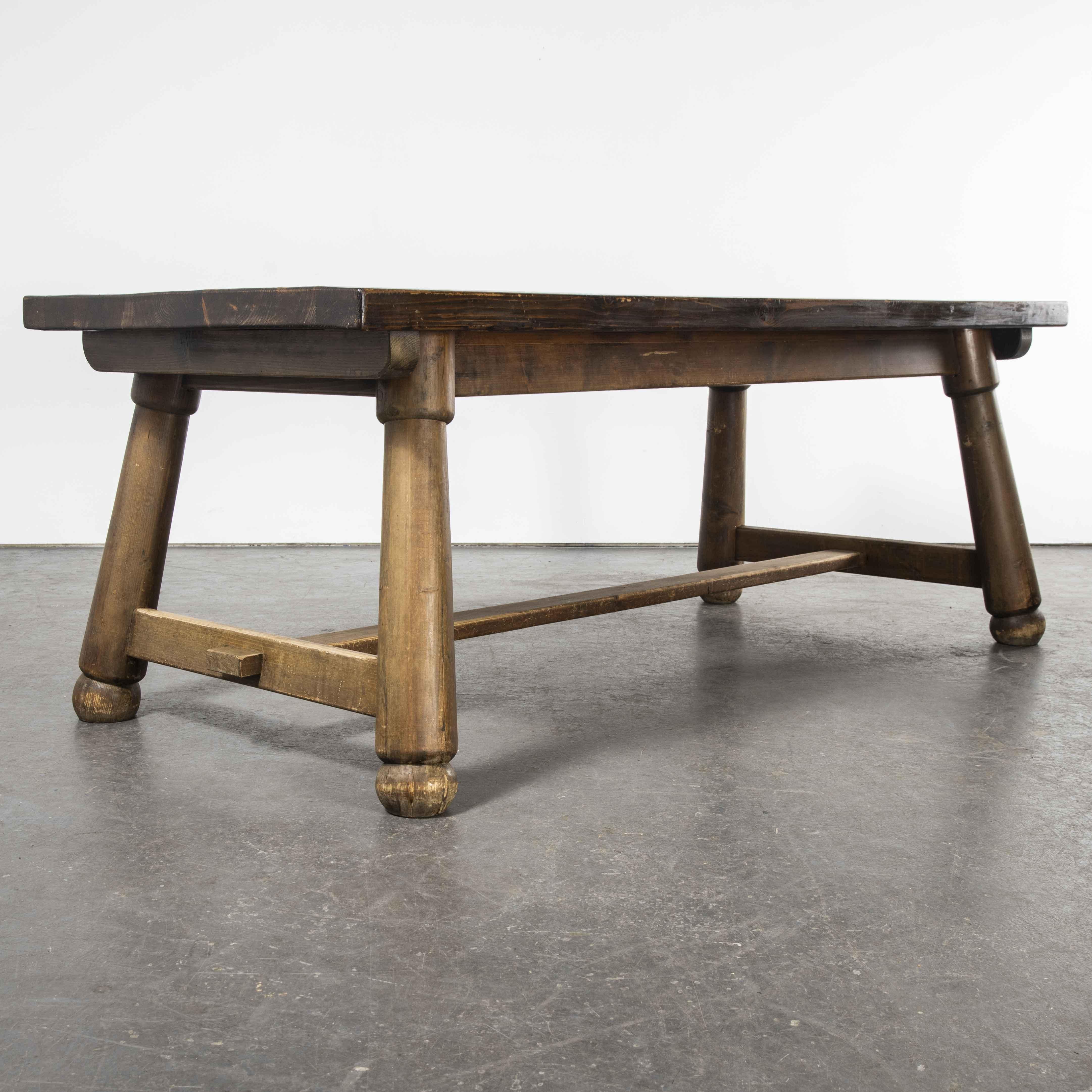 Pine 1950’s Chunky French Tavern Table – Rectangular Dining Table For Sale