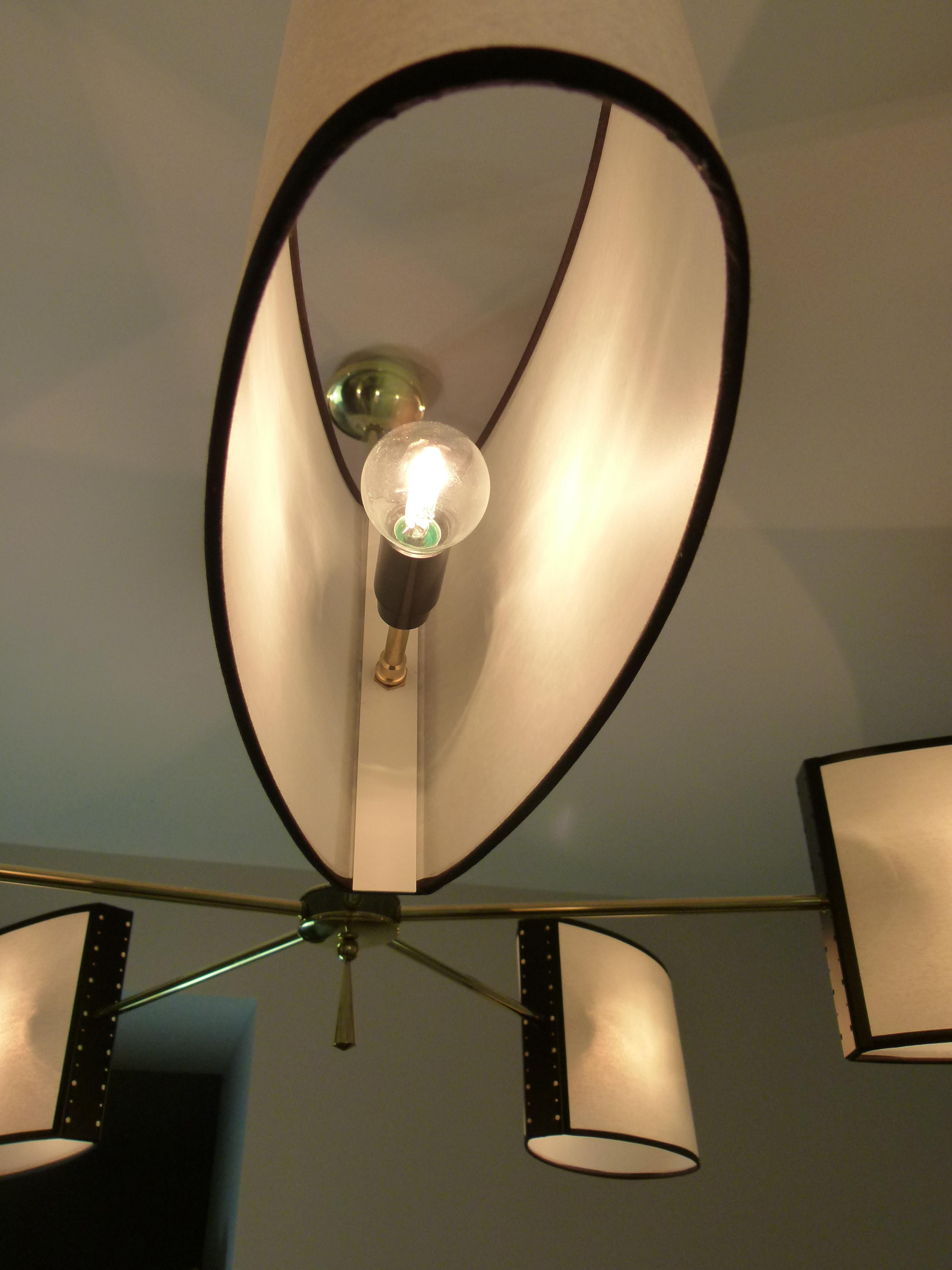 1950s Circular chandelier with Five Arms of Light by Maison Lunel 9