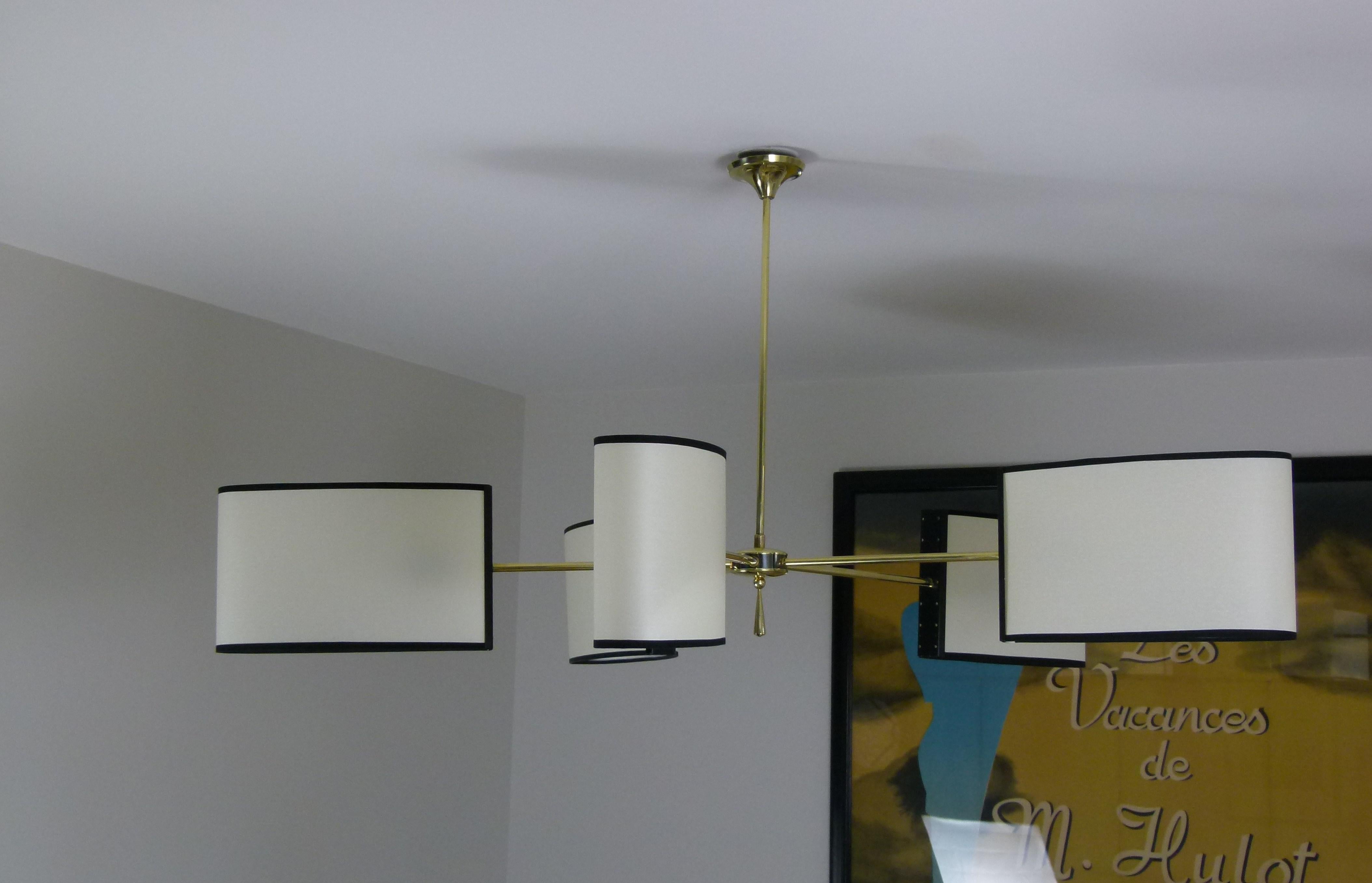 1950s Circular chandelier with Five Arms of Light by Maison Lunel 2