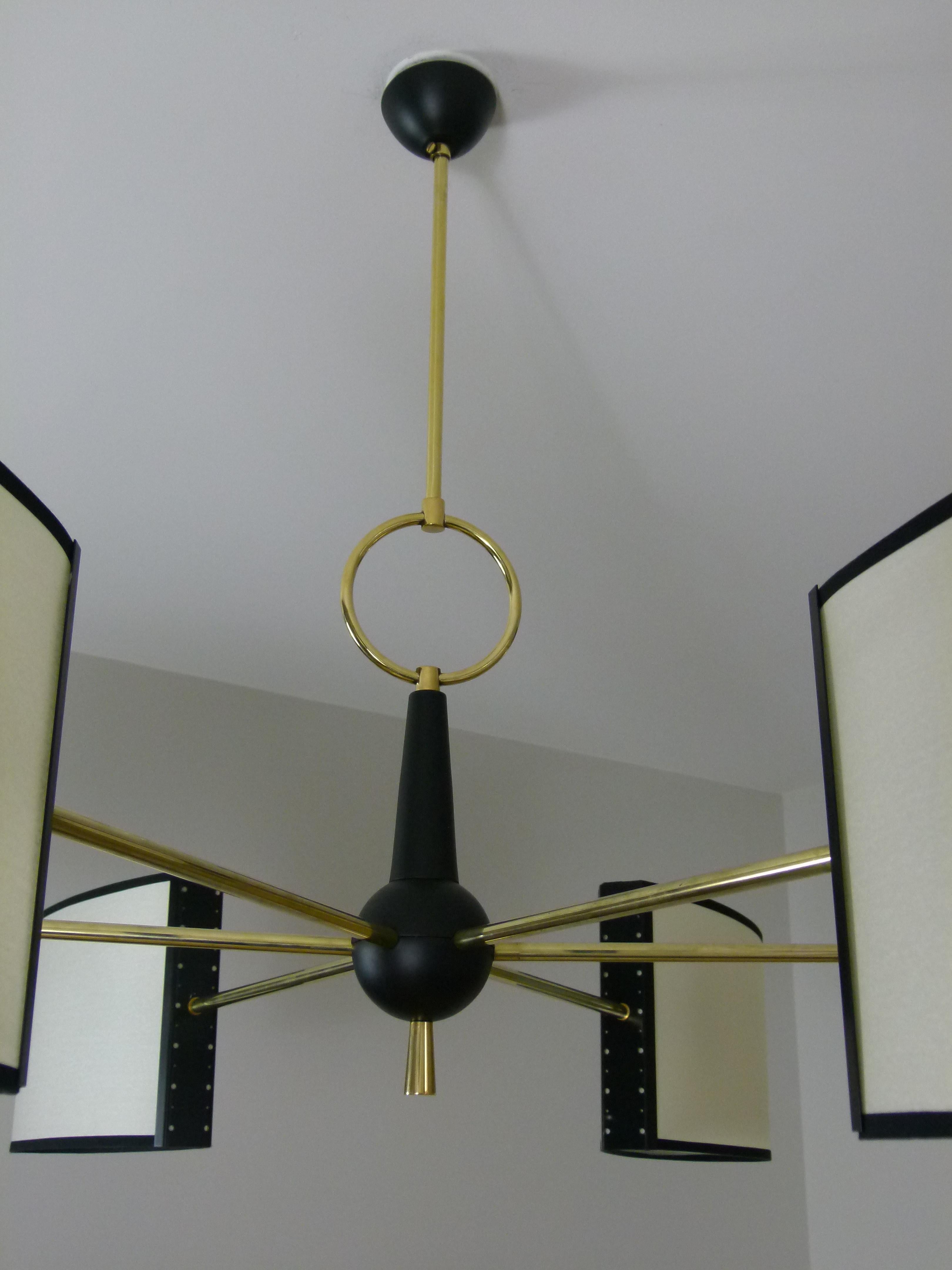 1950s Circular Chandelier with Six Lighted Arms by Maison Lunel 6