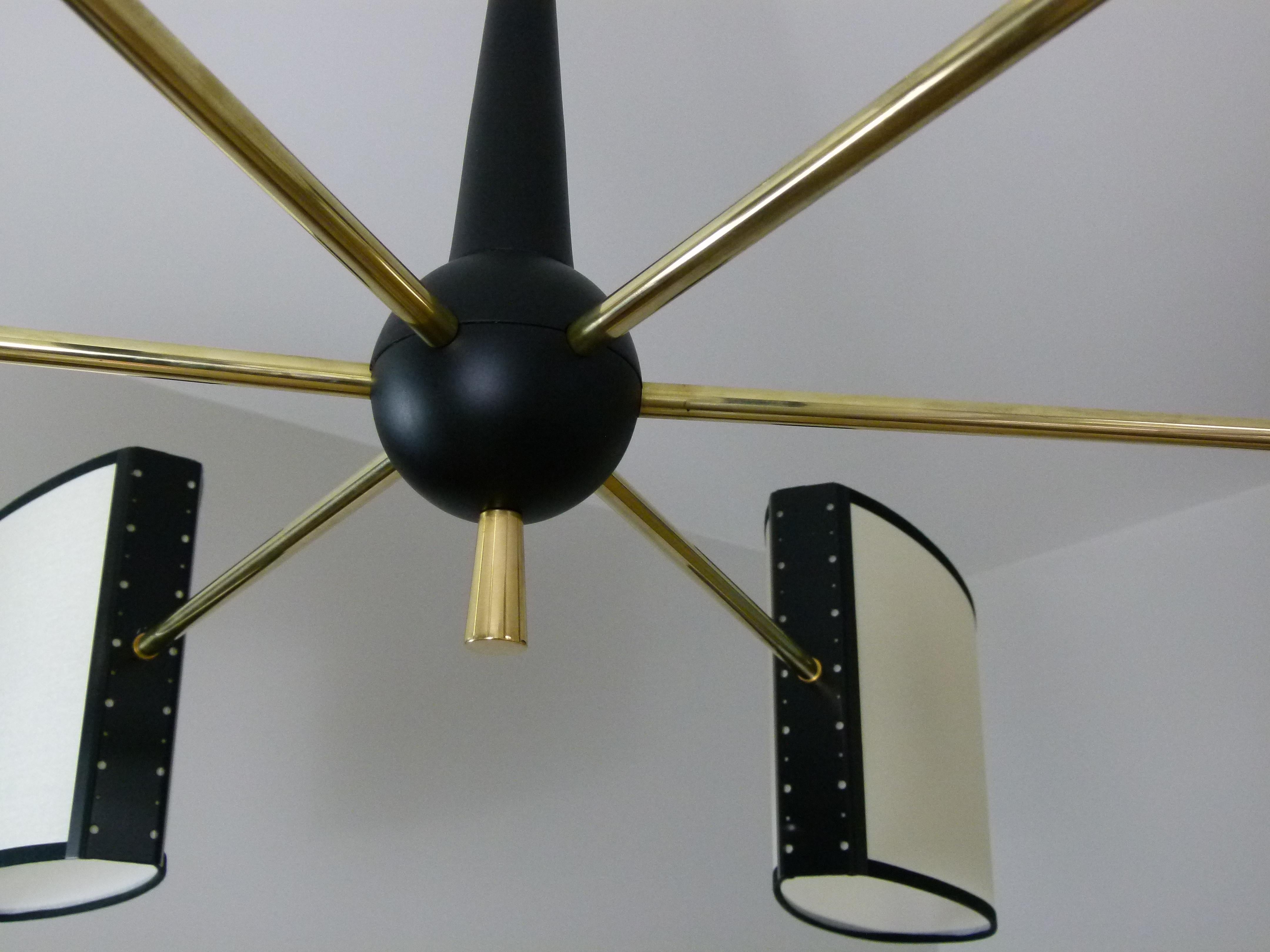 1950s Circular Chandelier with Six Lighted Arms by Maison Lunel 7
