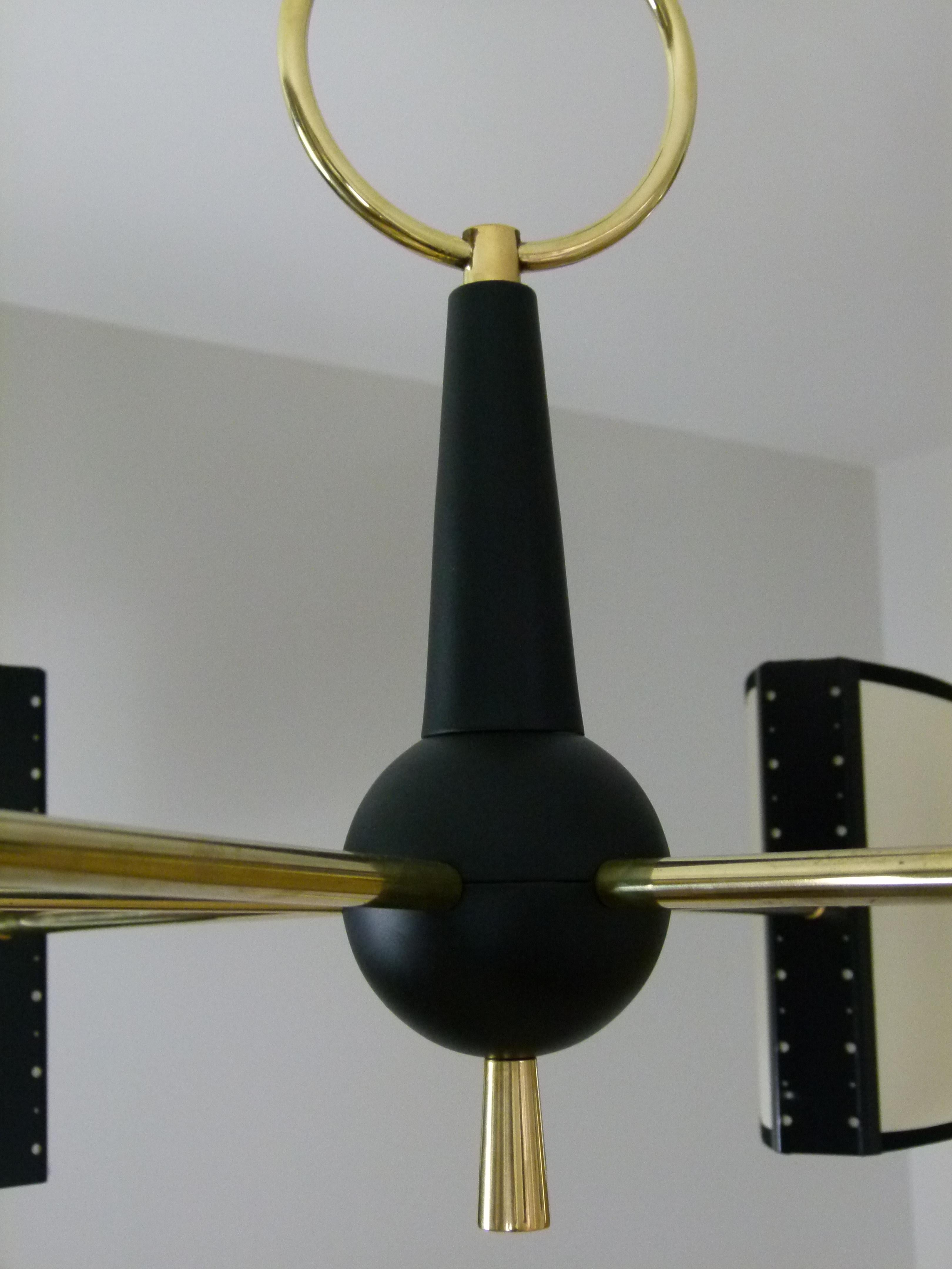 1950s Circular Chandelier with Six Lighted Arms by Maison Lunel 8