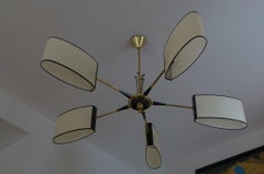 1950s Circular Five Lighted Arms Chandelier by Maison Lunel