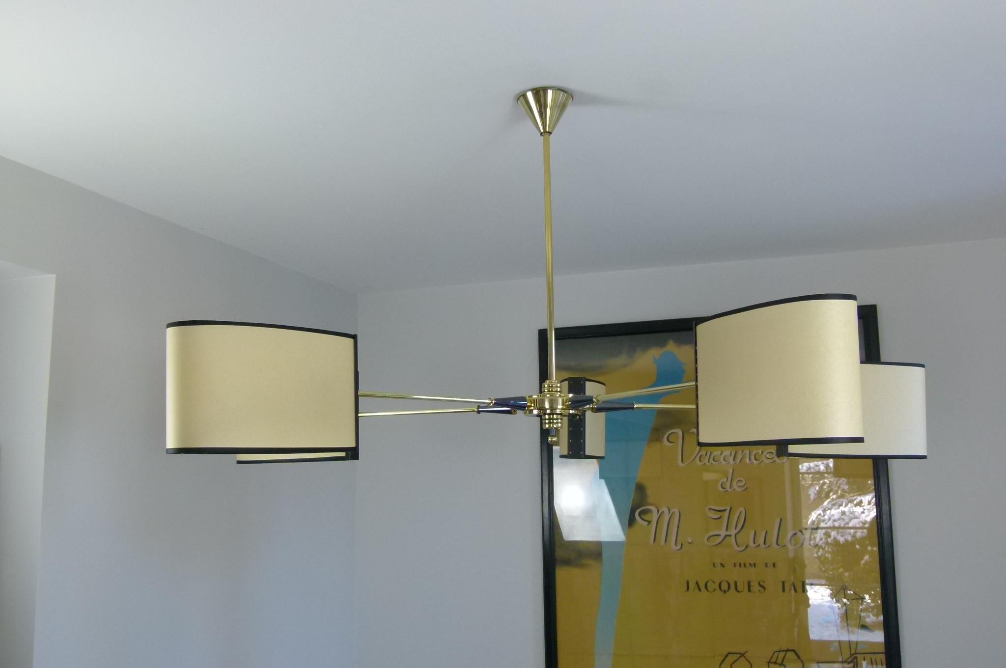 20th Century 1950s Circular Five-Lighted Arms Chandelier by Maison Lunel