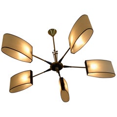 1950s Circular Five Lighted Arms Chandelier by Maison Lunel