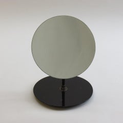 1950s Circular Hat Shop Adjustable Mirror on Black Ebonized Stand