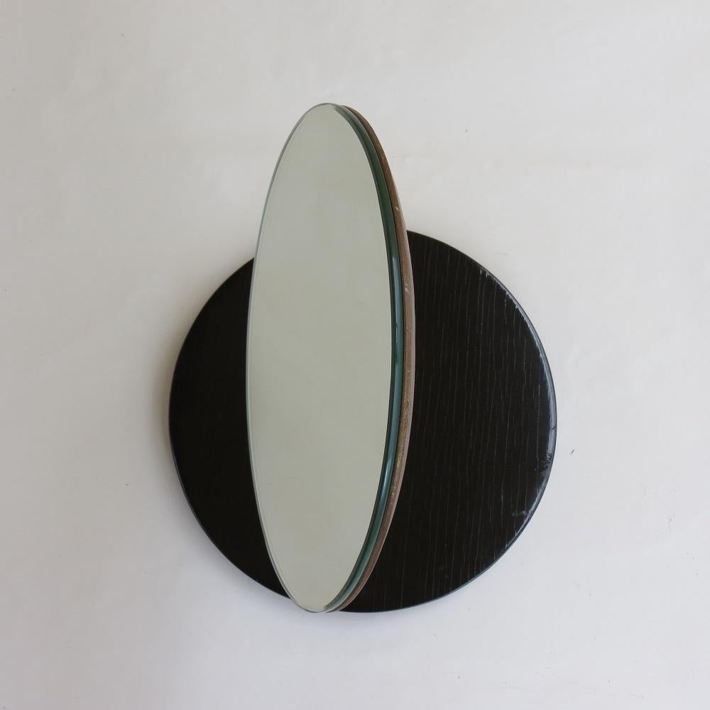 1950s Circular Hat Shop Adjustable Mirror on Black Ebonized Stand In Good Condition For Sale In Stow on the Wold, GB