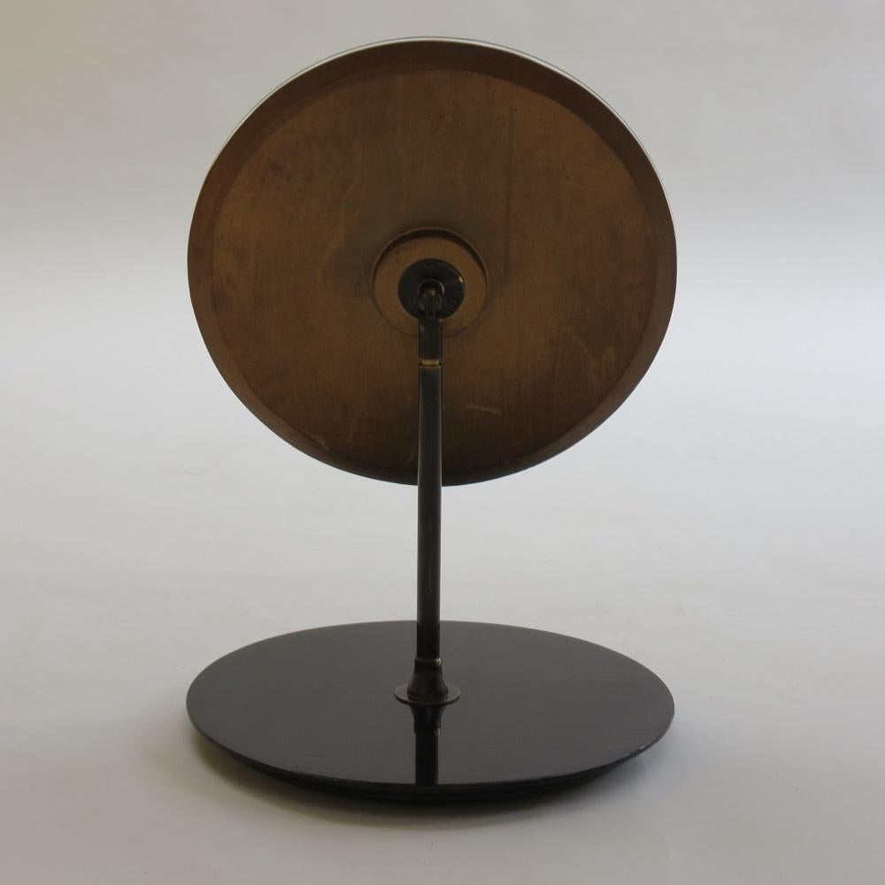 20th Century 1950s Circular Hat Shop Adjustable Mirror on Black Ebonized Stand For Sale