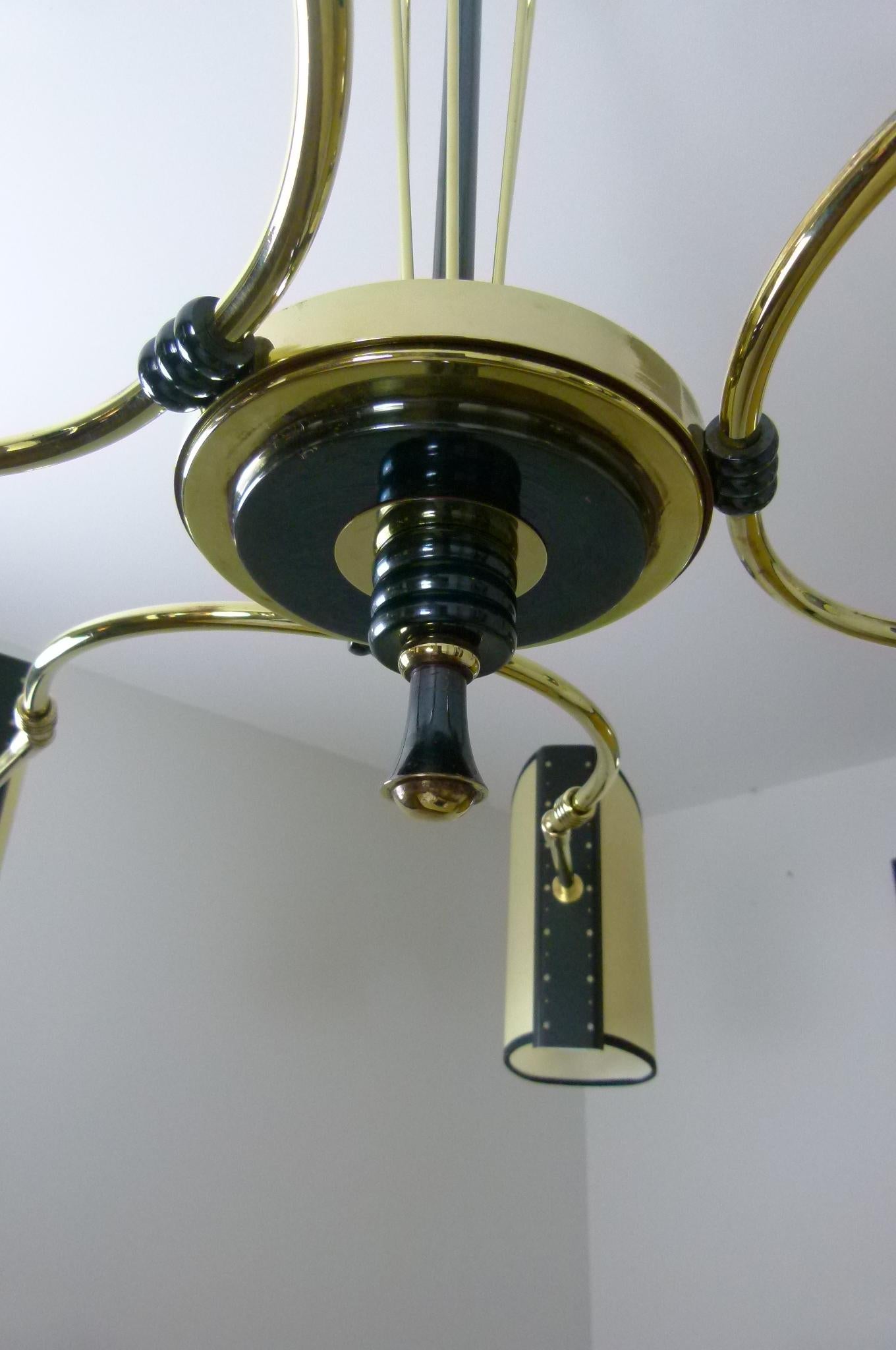 1950s Circular Six Lighted Arms Chandelier by Maison Lunel 3