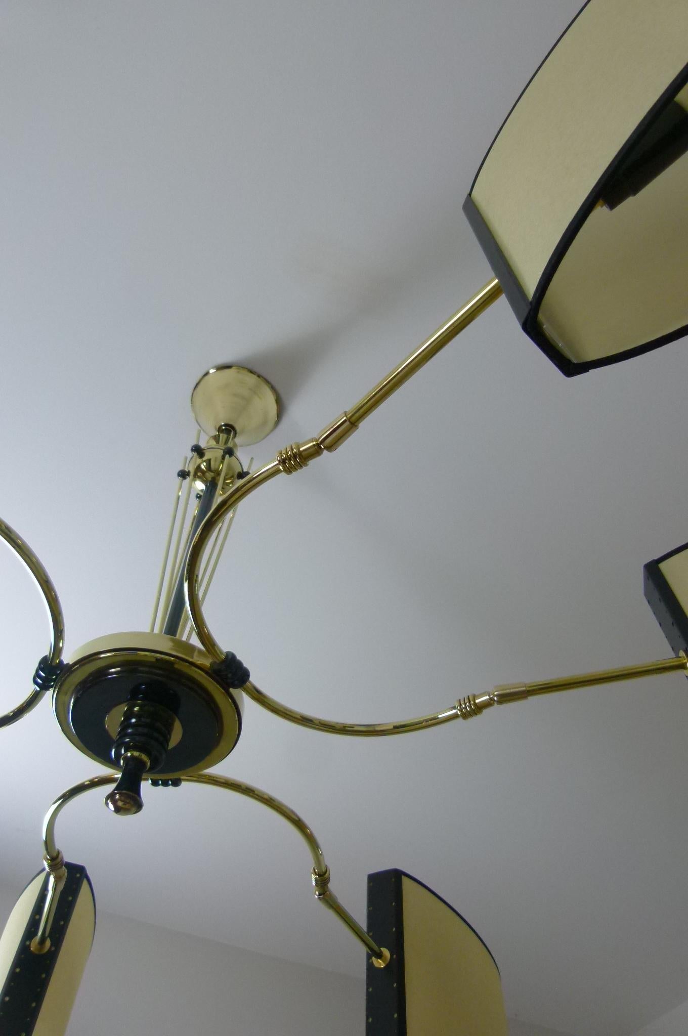 1950s Circular Six Lighted Arms Chandelier by Maison Lunel 4