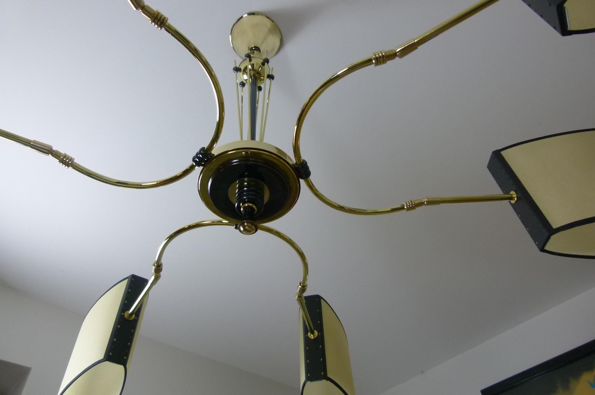 1950s Circular Six Lighted Arms Chandelier by Maison Lunel 2