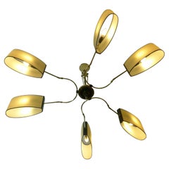 1950s Circular Six Lighted Arms Chandelier by Maison Lunel