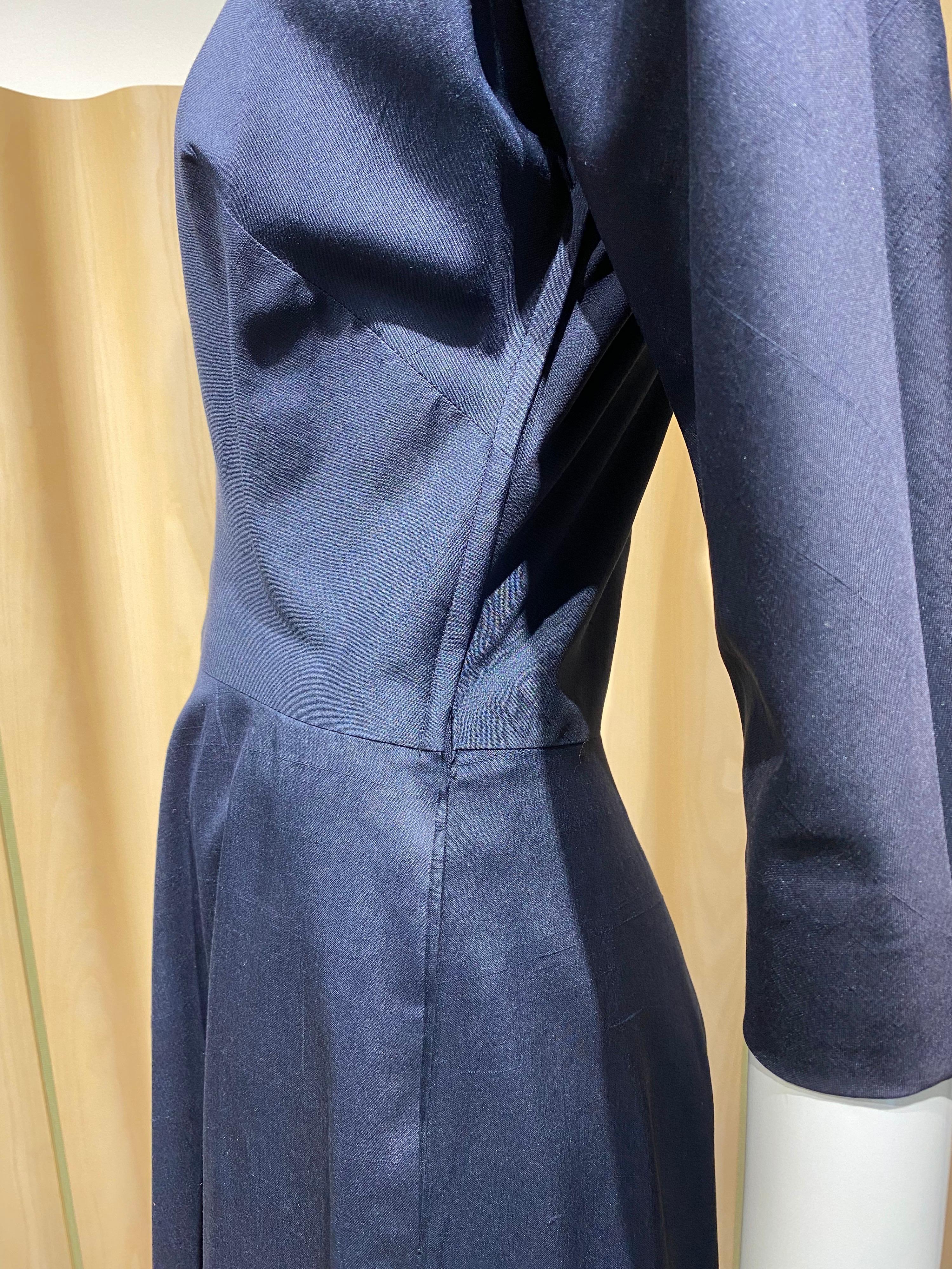 1950s Claire McCardell Blue Silk Dress For Sale 1