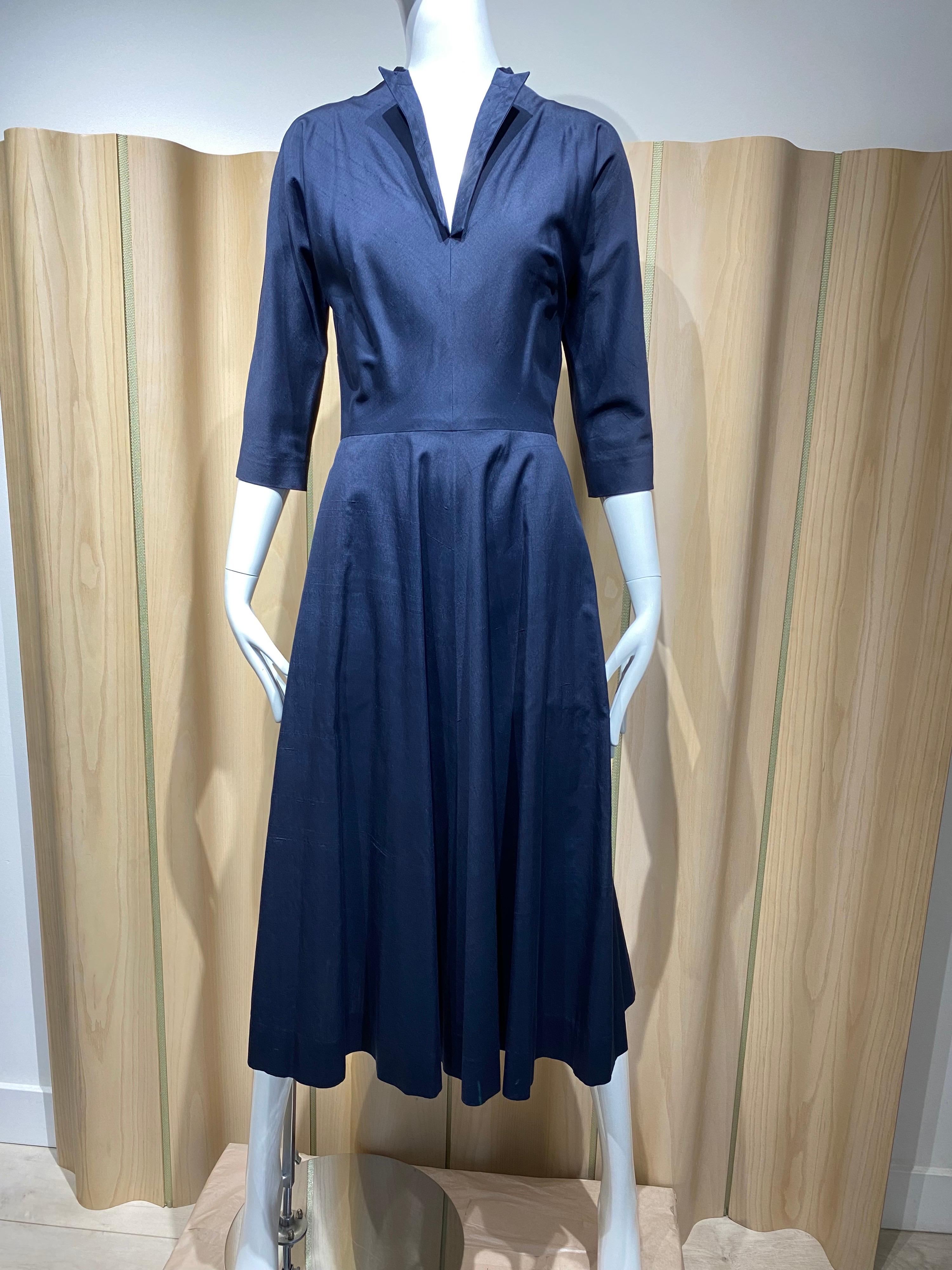 1950s Claire McCardell Blue Silk Dress For Sale 2