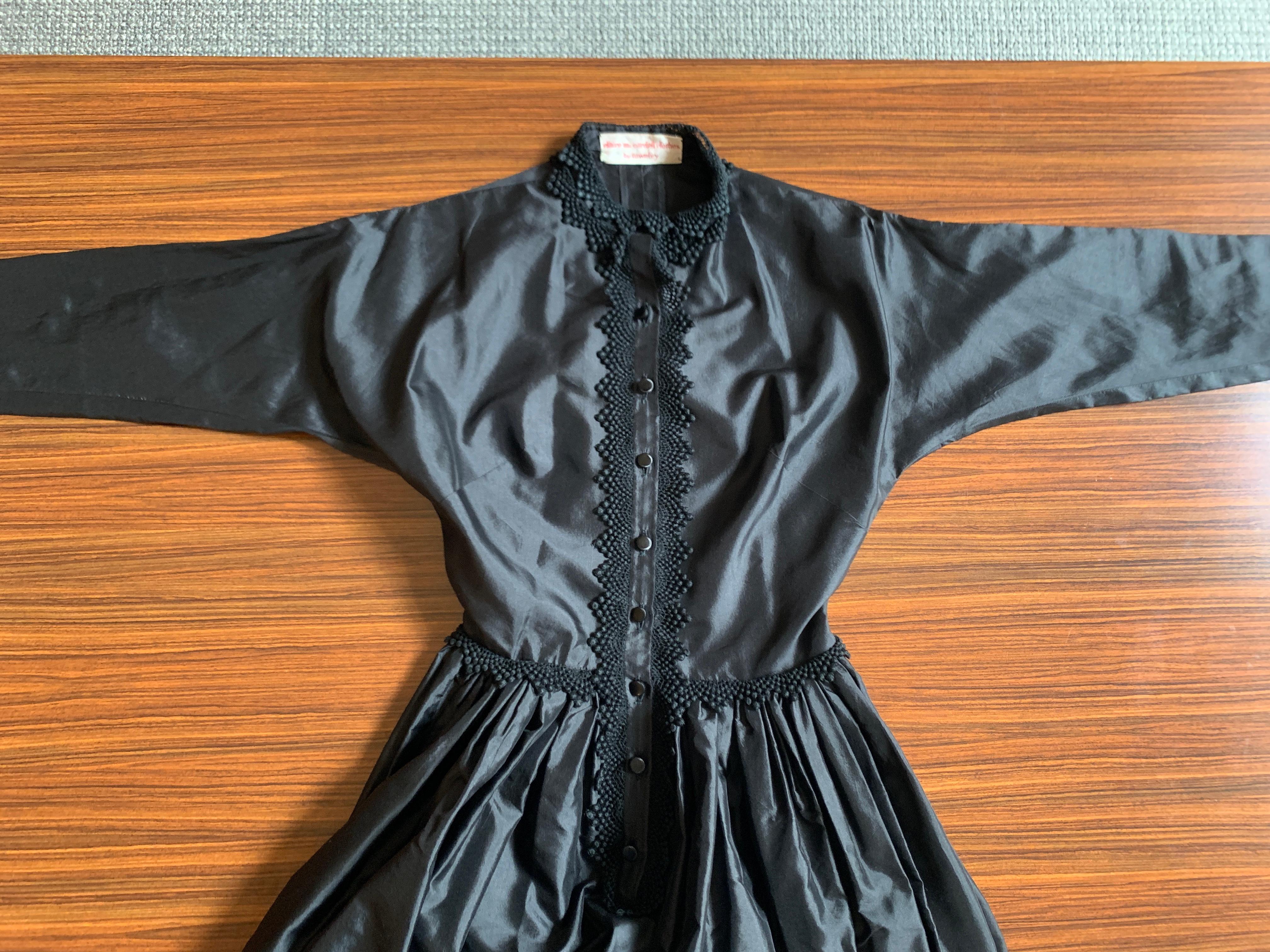 1950s Claire McCardell for Townley Black Button Front Dress with Lace Trim In Excellent Condition In San Francisco, CA