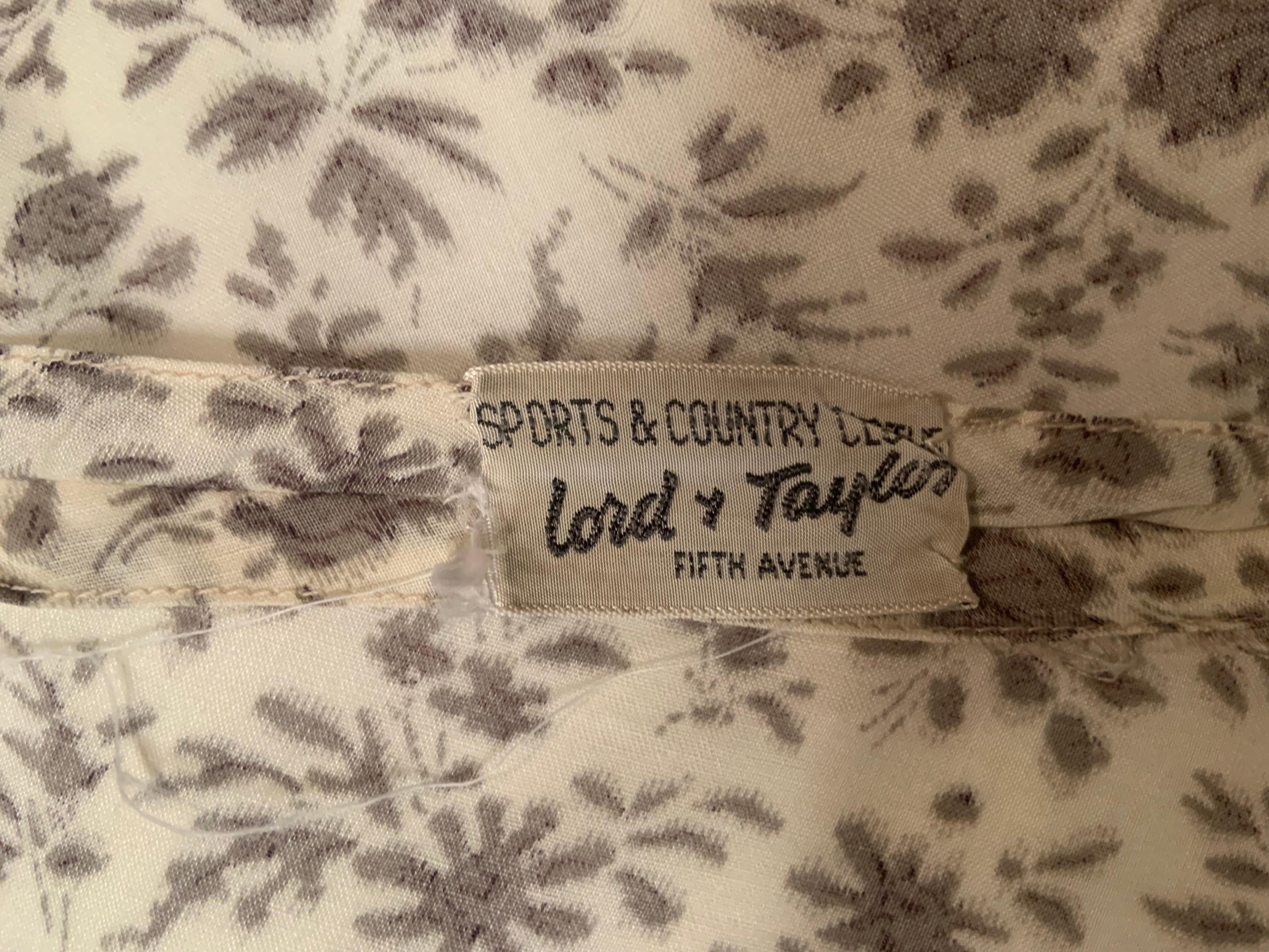 1950's Claire McCardell Grey and White Floral Cotton Print Shirtwaist Dress 7