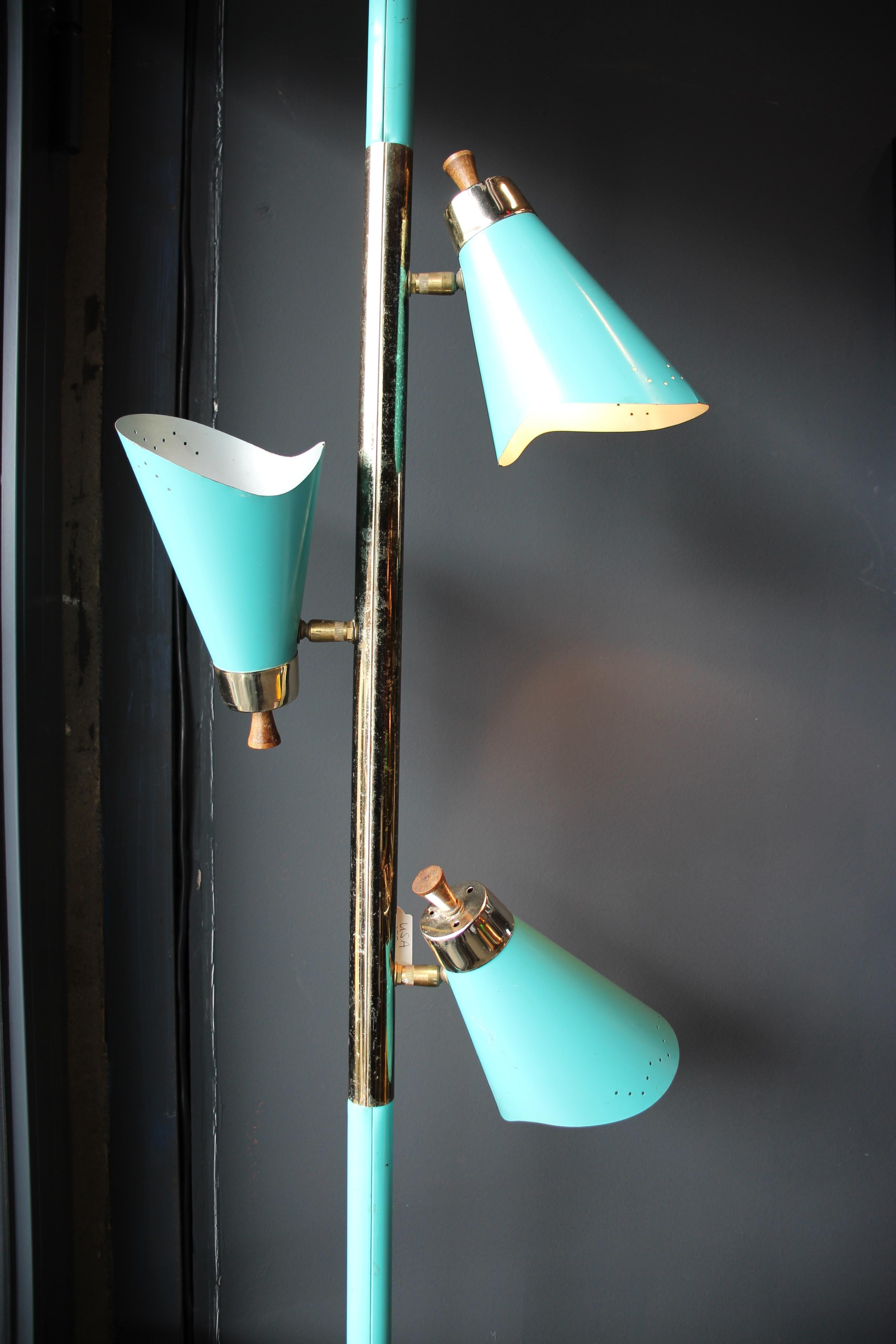 American Turquoise Mid-century Clamp Light by Lightoiler, USA