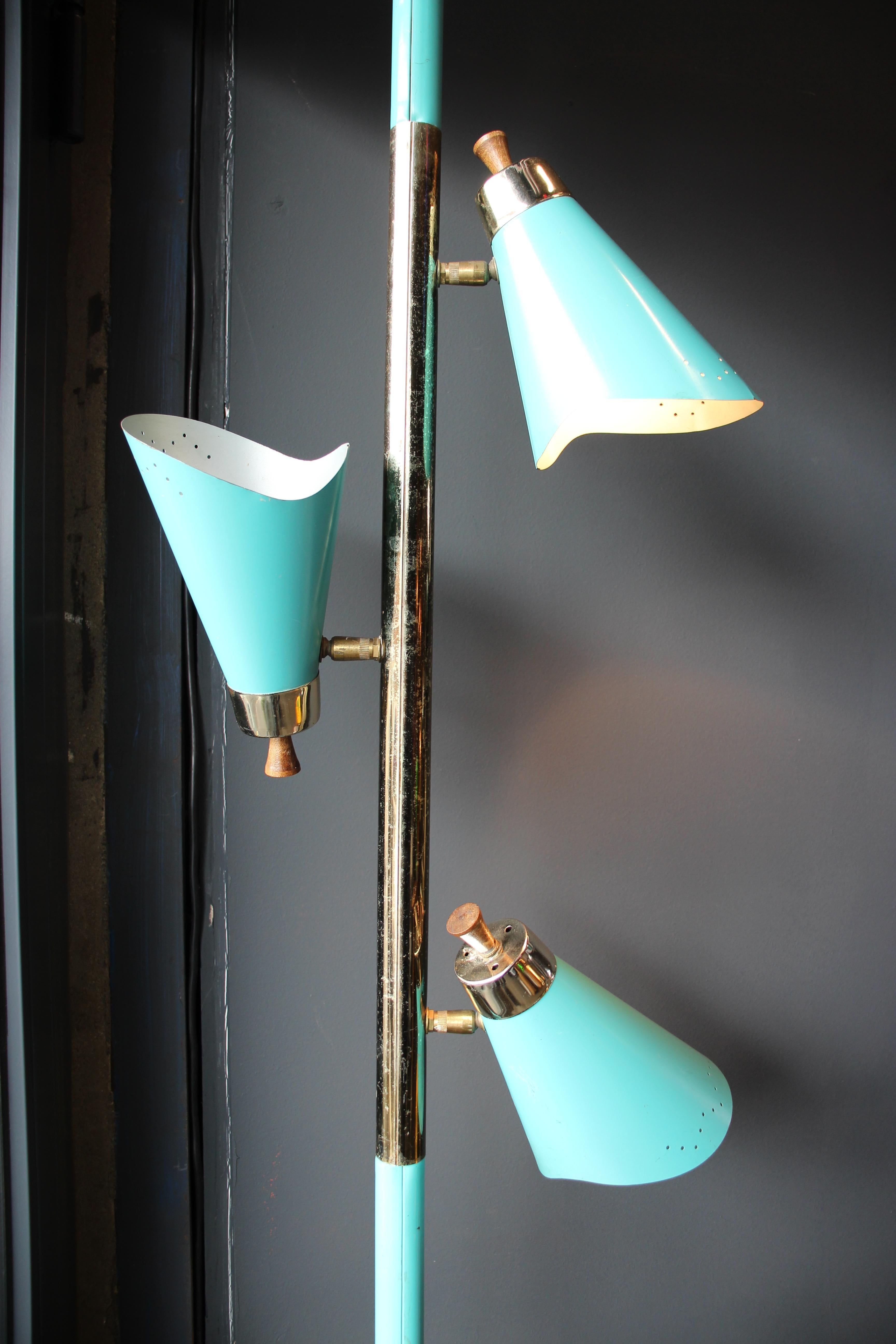 Lacquered Turquoise Mid-century Clamp Light by Lightoiler, USA