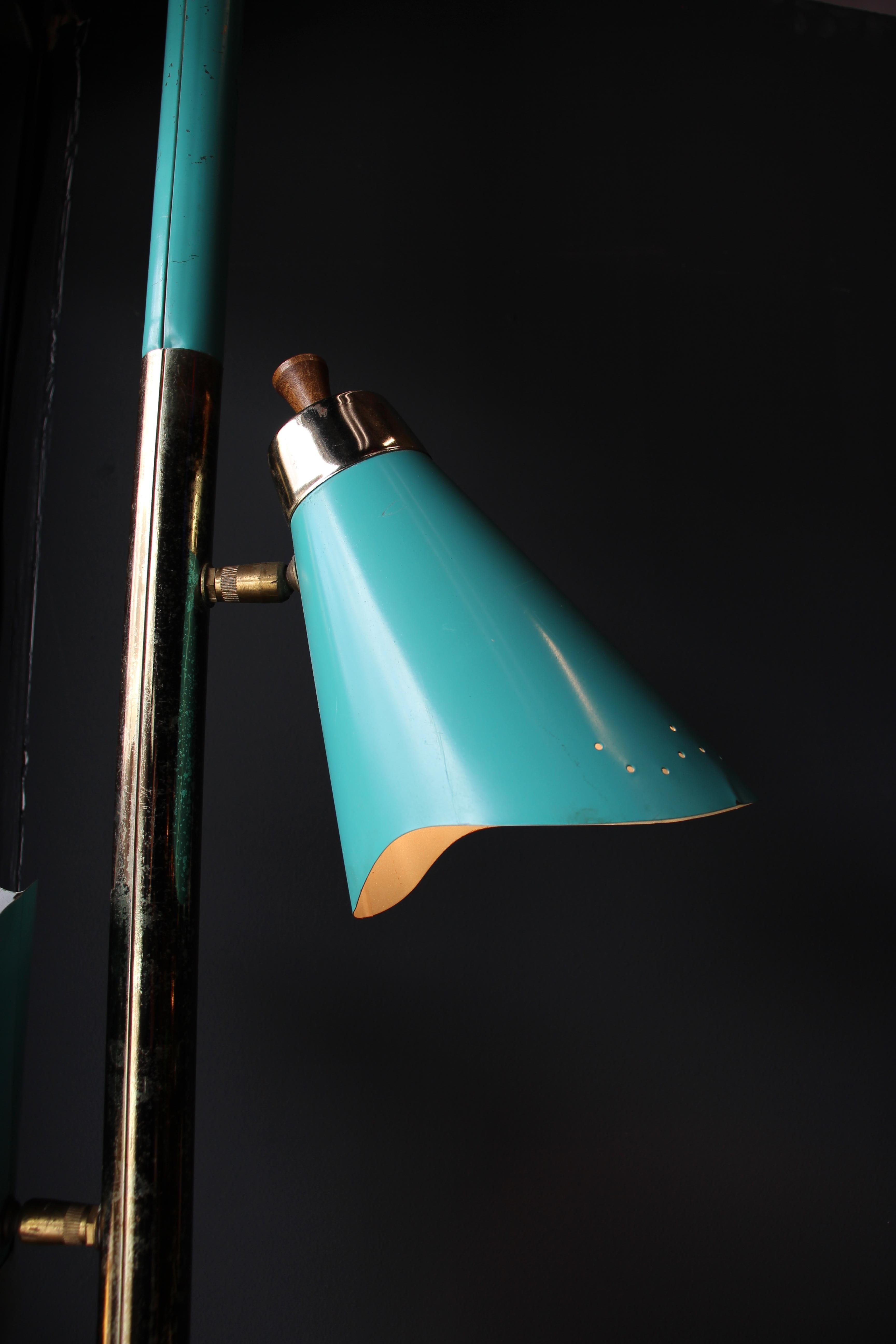 Turquoise Mid-century Clamp Light by Lightoiler, USA In Good Condition In Hamburg, DE