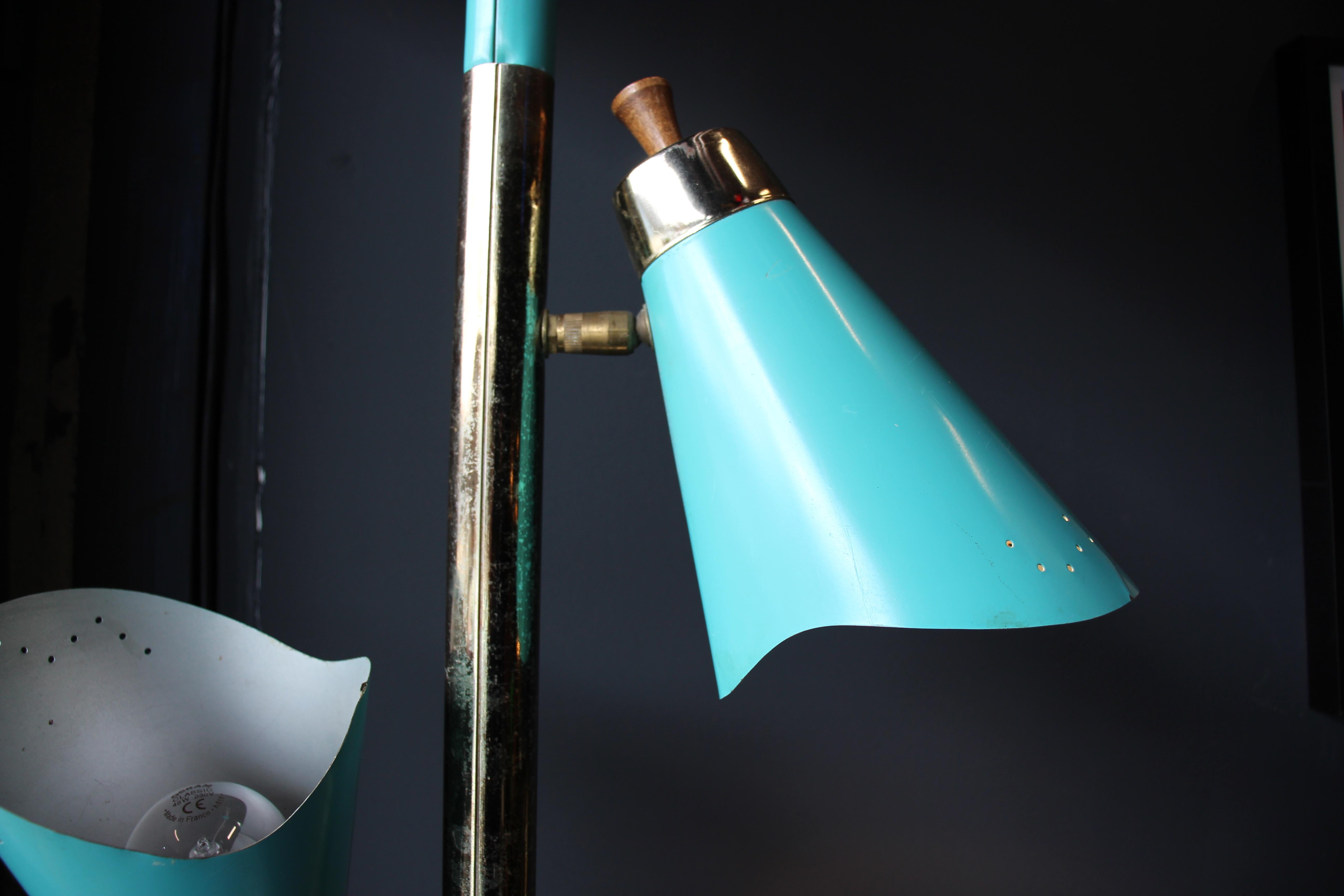 Mid-20th Century Turquoise Mid-century Clamp Light by Lightoiler, USA