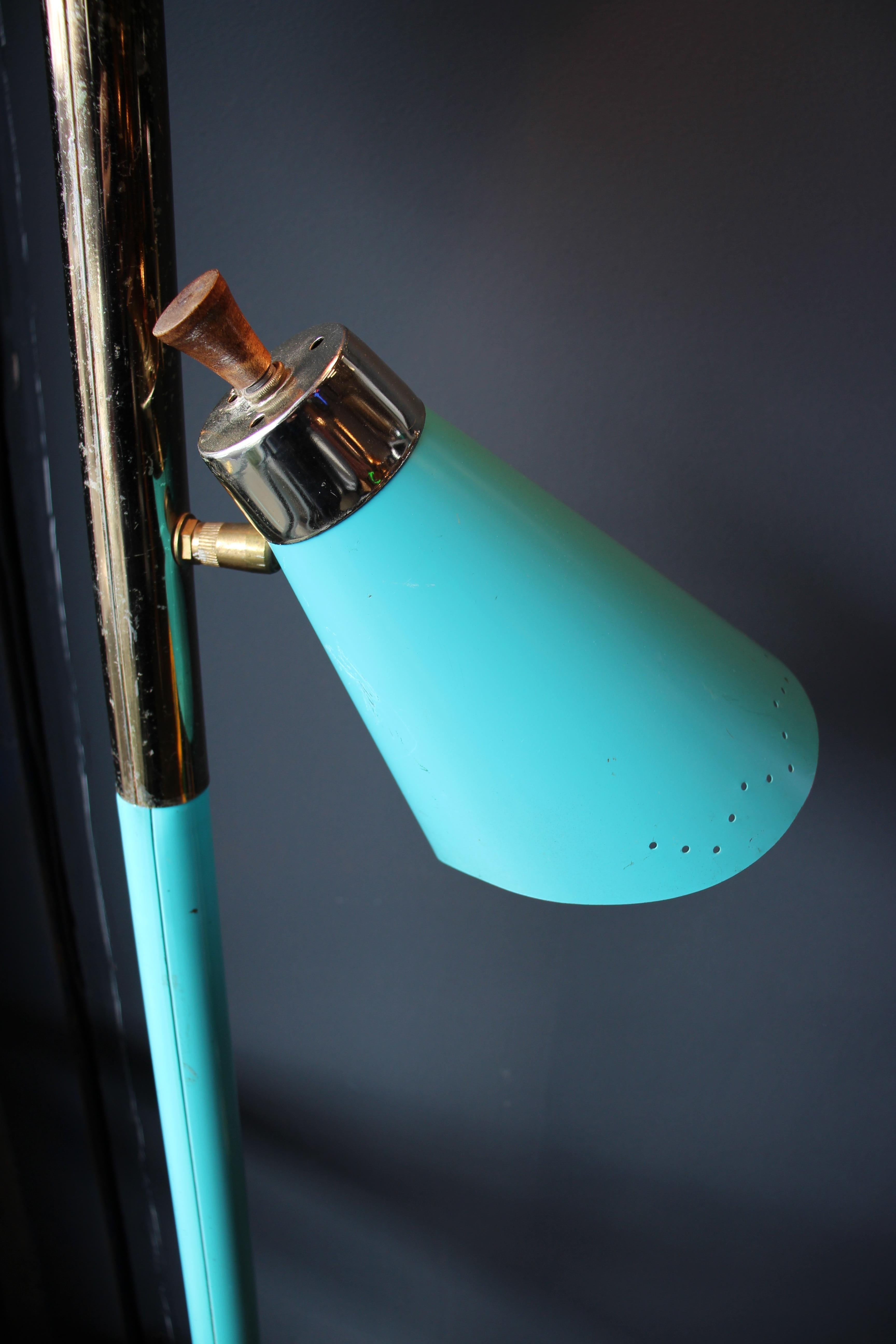 Metal Turquoise Mid-century Clamp Light by Lightoiler, USA