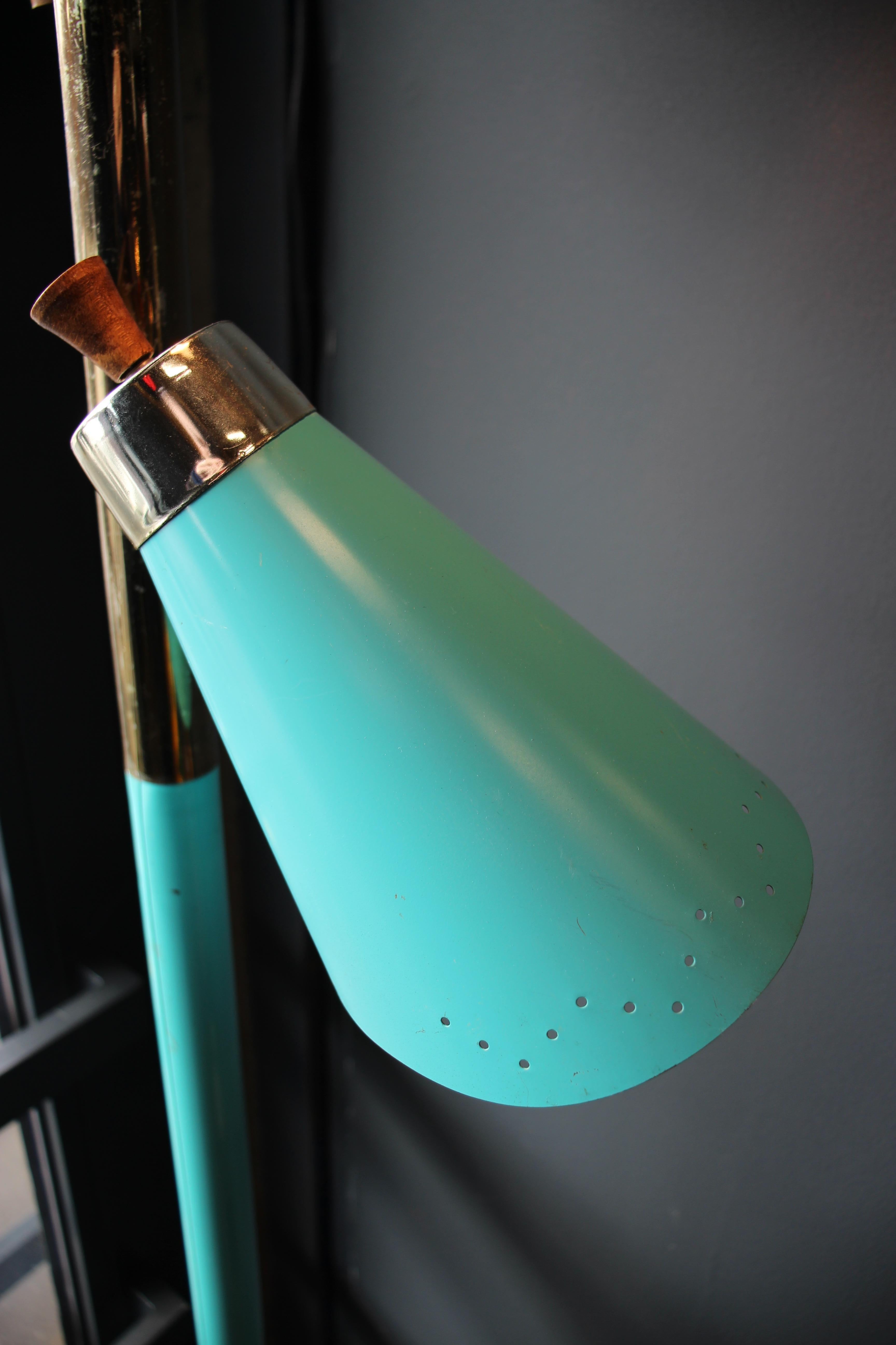Turquoise Mid-century Clamp Light by Lightoiler, USA 1