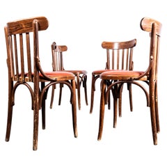1950’S Classic Bistro Dining Chair With Red Upholstered Seat – Set Of Four