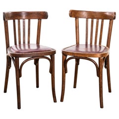 1950’s Classic Bistro Red Upholstered Dining Chairs - Pair