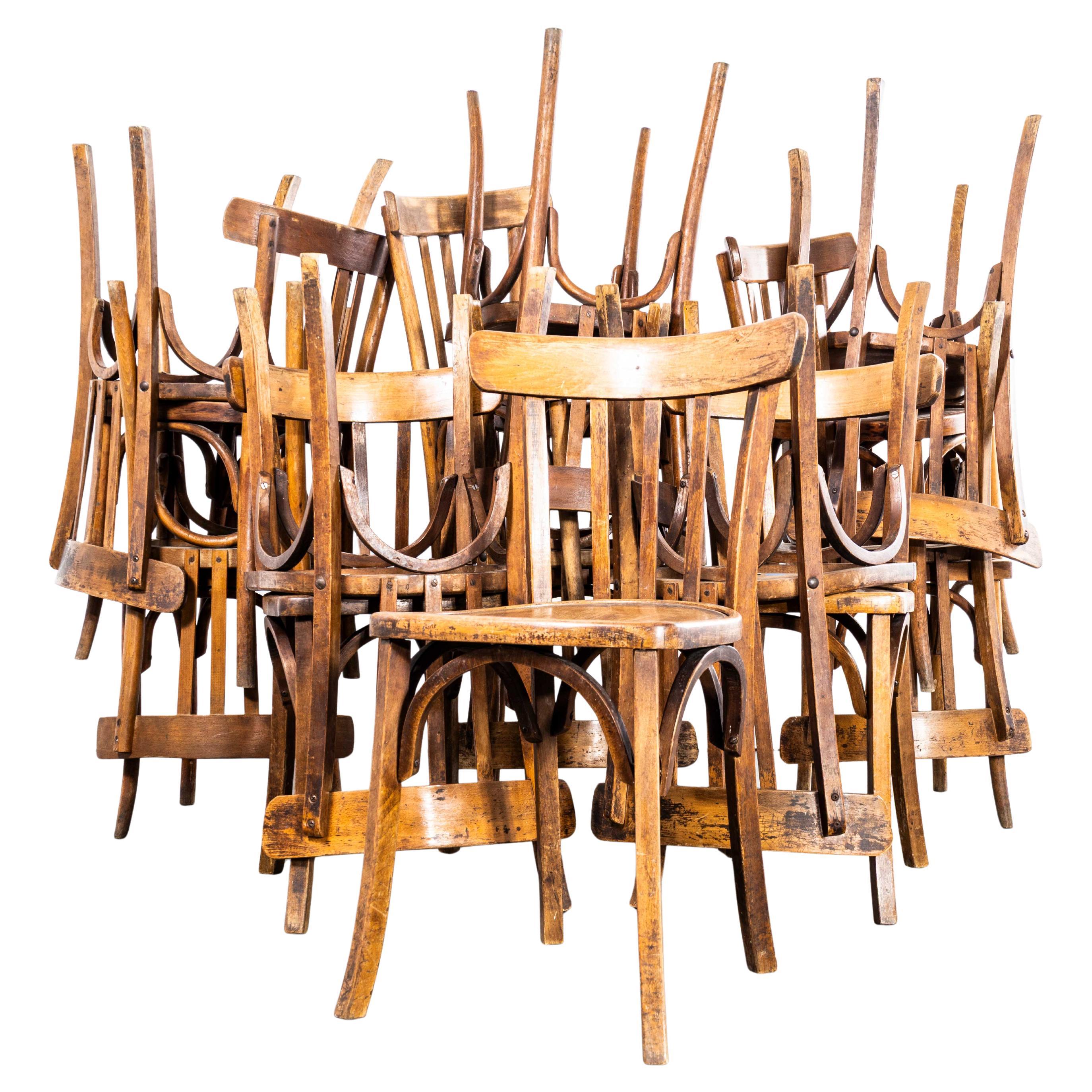 Sillas de comedor de madera curvada con borde cuadrado estilo bistro clásico de los años 50 en venta
