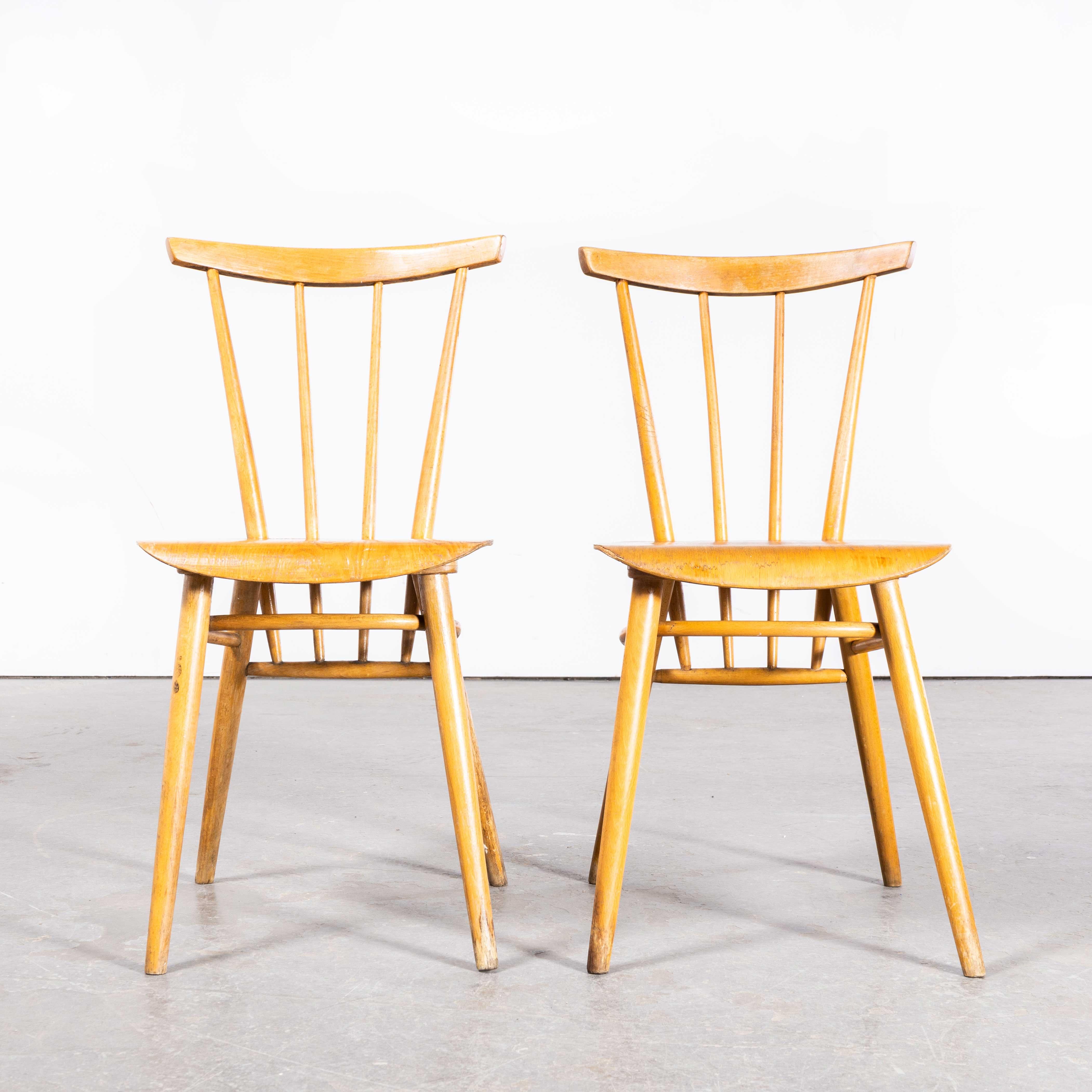 1950s Classic Elegant Stickback Dining Chairs by Ton - Pair For Sale 4