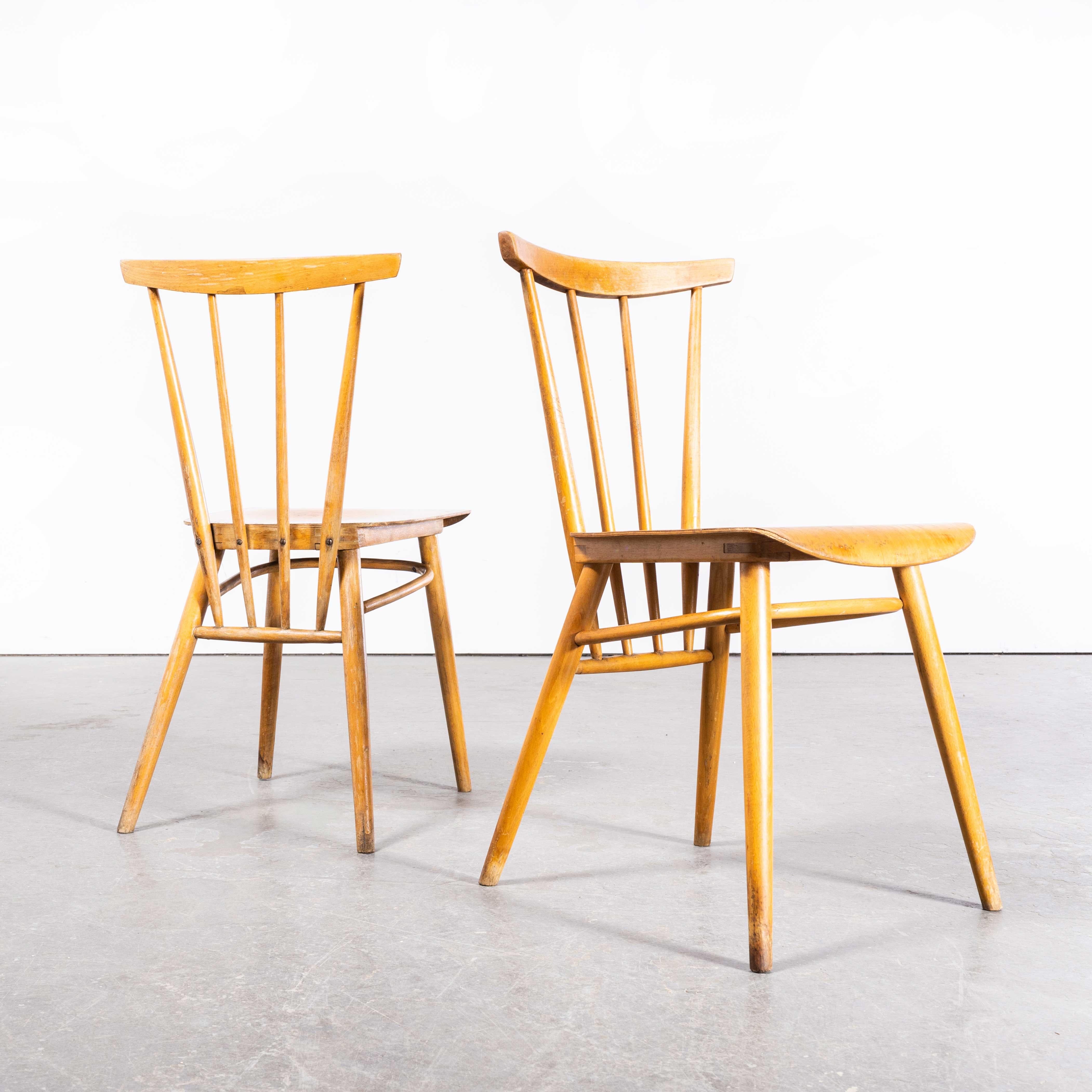 Czech 1950s Classic Elegant Stickback Dining Chairs by Ton - Pair For Sale