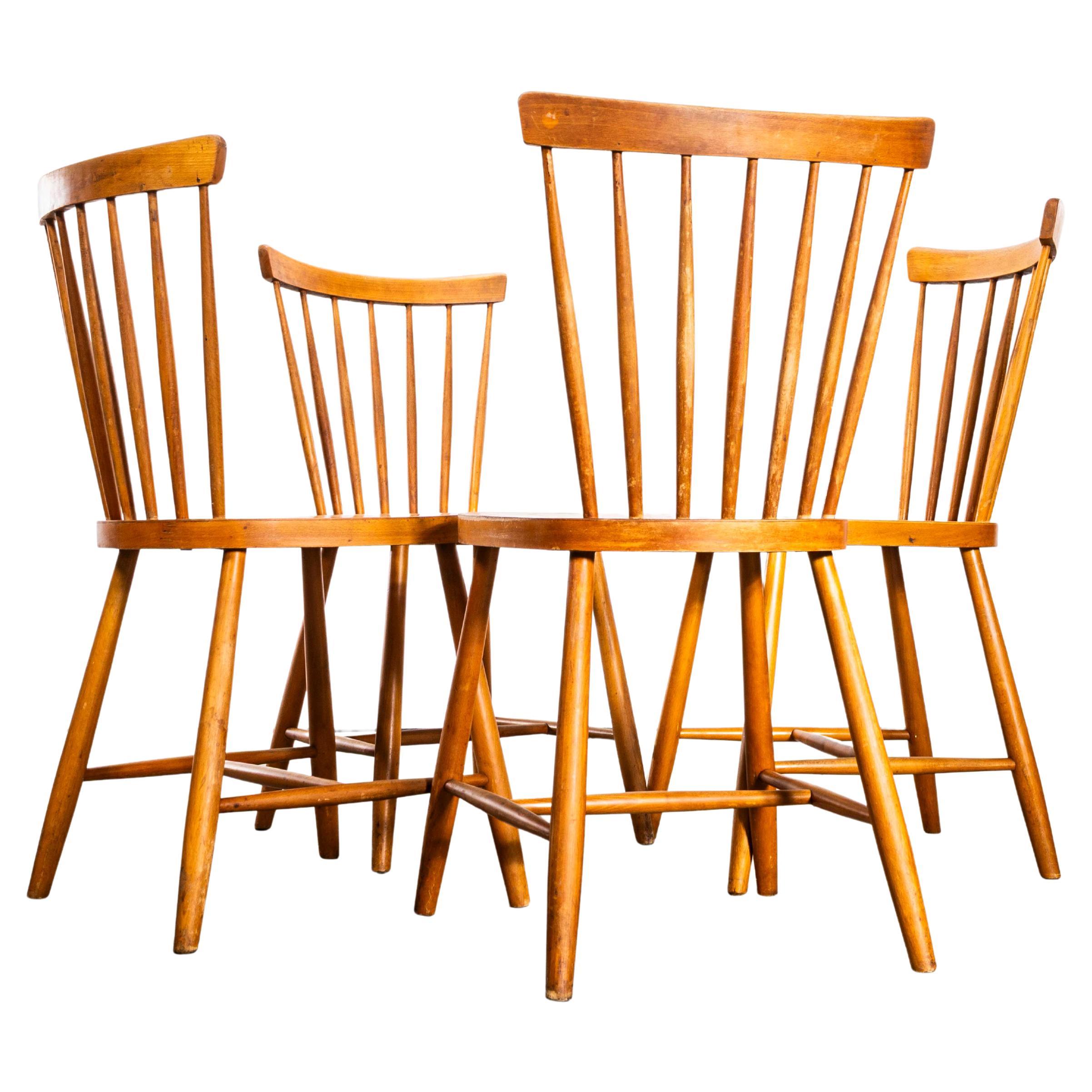 1950's Classic Ton Stick Back Dining Chairs - Set Of Four