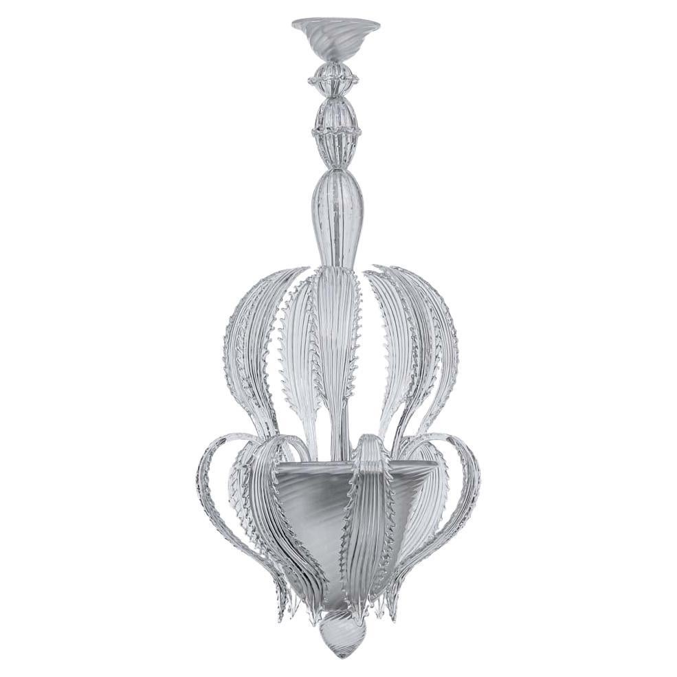 1950s Clear blown glass Italian design lantern light by Seguso Vetri D’Arte