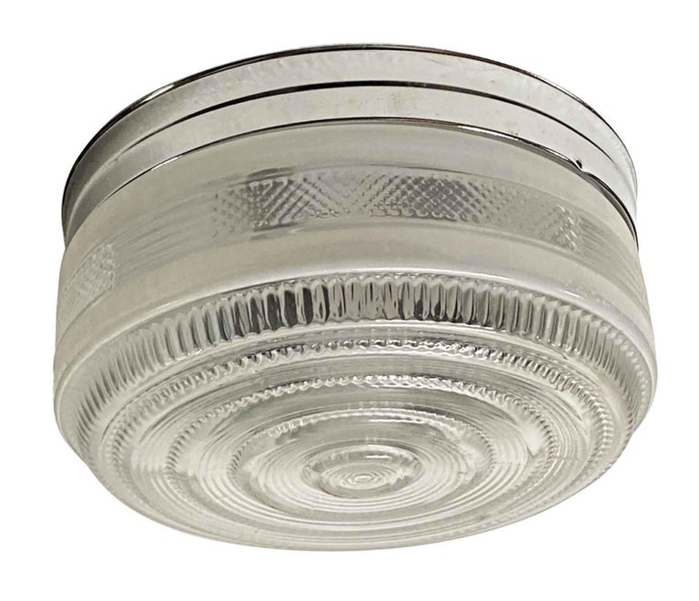 1950s Clear Glass Round Chrome Kitchen Flushmount Light For ...
