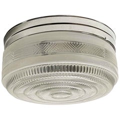 1950s Clear Glass Round Chrome Kitchen Flushmount Light