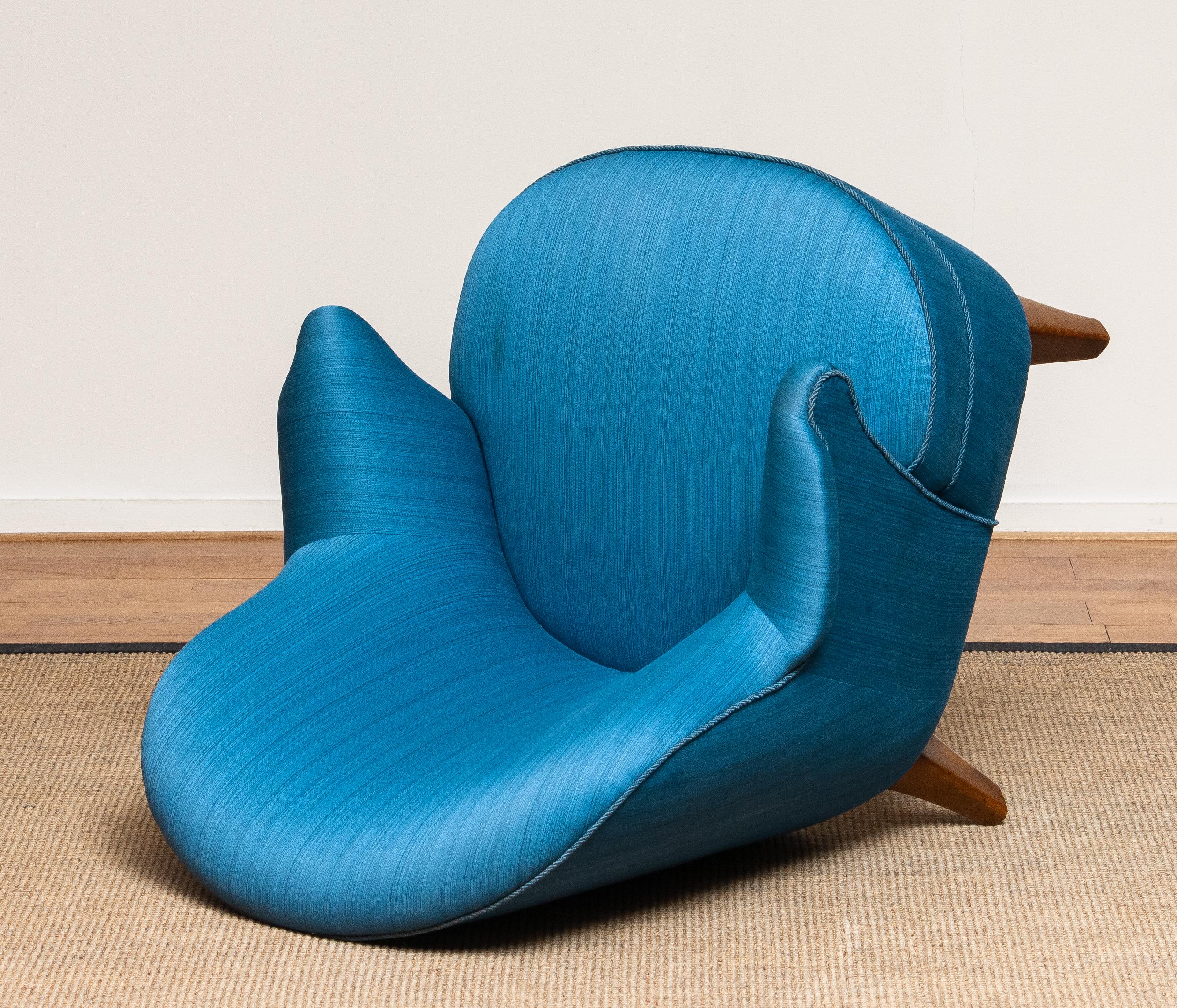 1950s Club / Lounge / Easy Chair in the Manner of Kurt Olsen in Petrol Fabric 8
