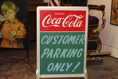 1950s Coca-Cola Curb Advertising Tin Sign "Customer Parking Only"