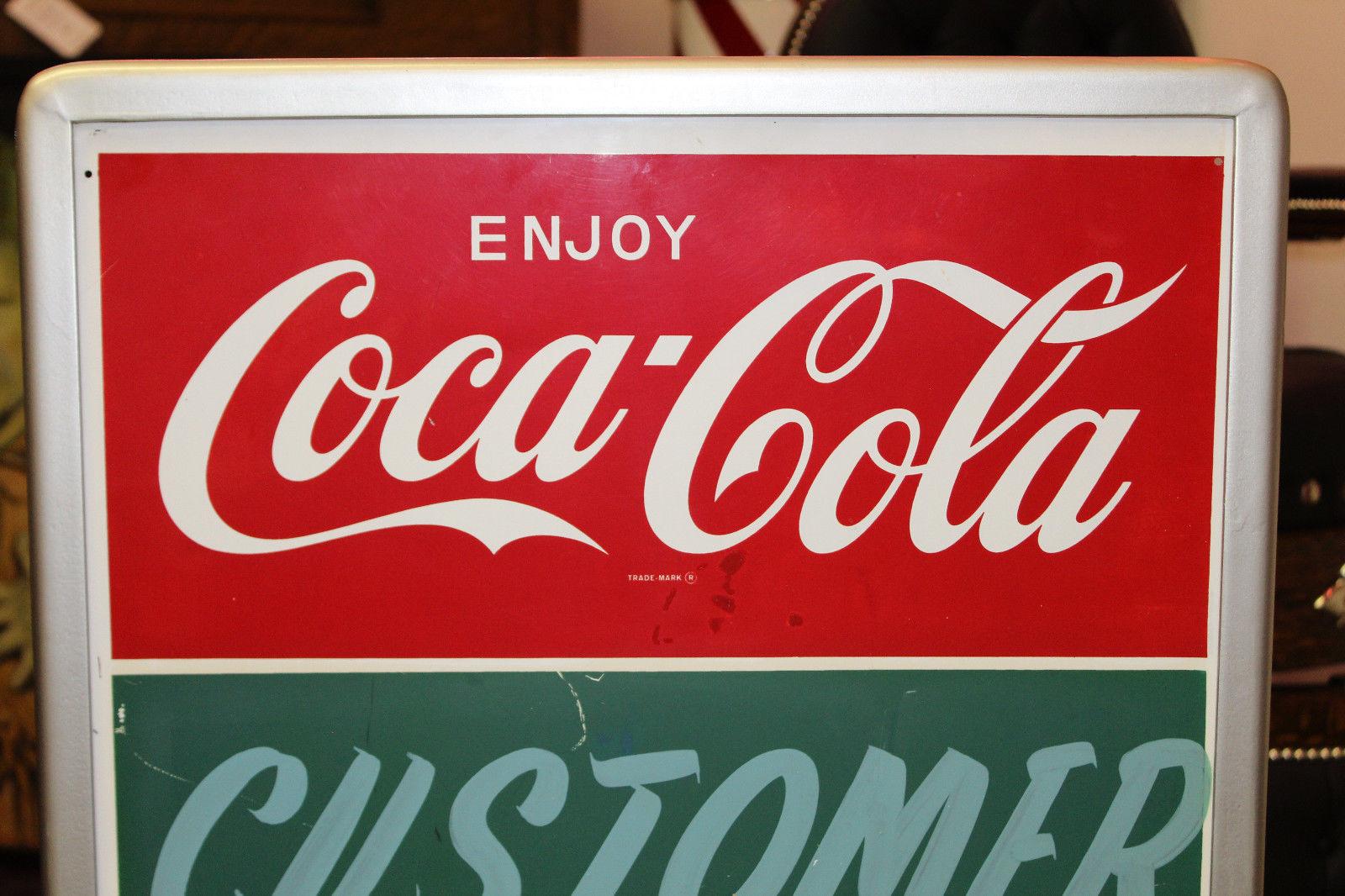 American 1950s Coca-Cola Curb Advertising Tin Sign 