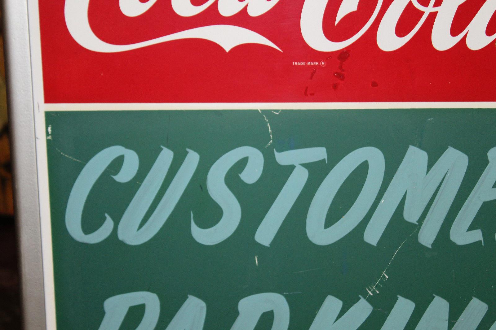 Mid-20th Century 1950s Coca-Cola Curb Advertising Tin Sign 