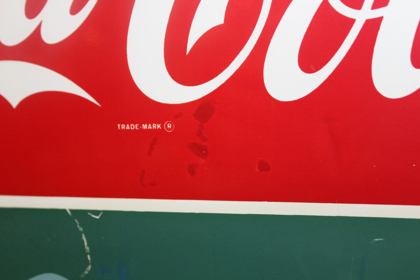 1950s Coca-Cola Curb Advertising Tin Sign 
