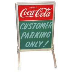 Vintage 1950s Coca-Cola Curb Advertising Tin Sign "Customer Parking Only"