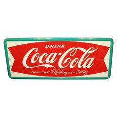 Vintage 1950s Coca-Cola "Enjoy That Refreshing New Feeling" Metal Fishtail Sign