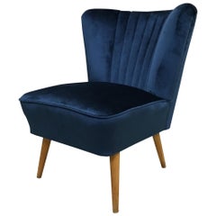 1950s Cocktail Chair Blue Velvet